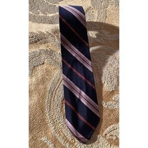 Vintage 60s Necktie 1960s Silk Pink & Brown Striped Mod Preppy Chic Short Tie